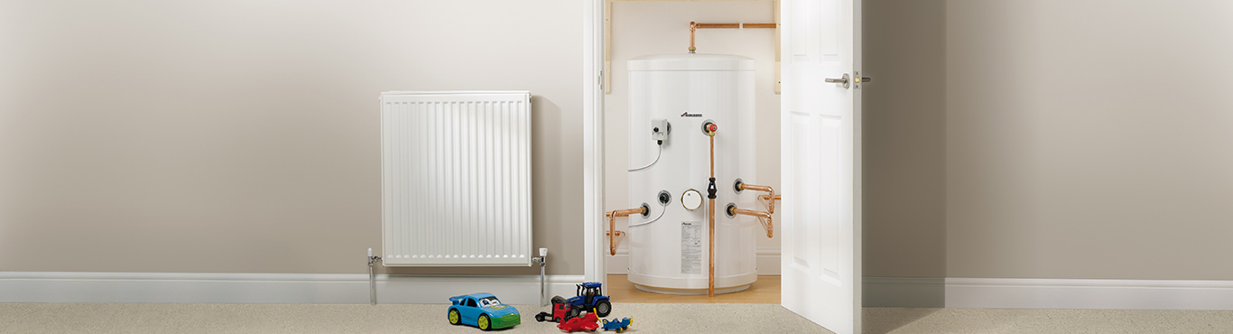 A Worcester Bosch unvented hot water cylinder in a home